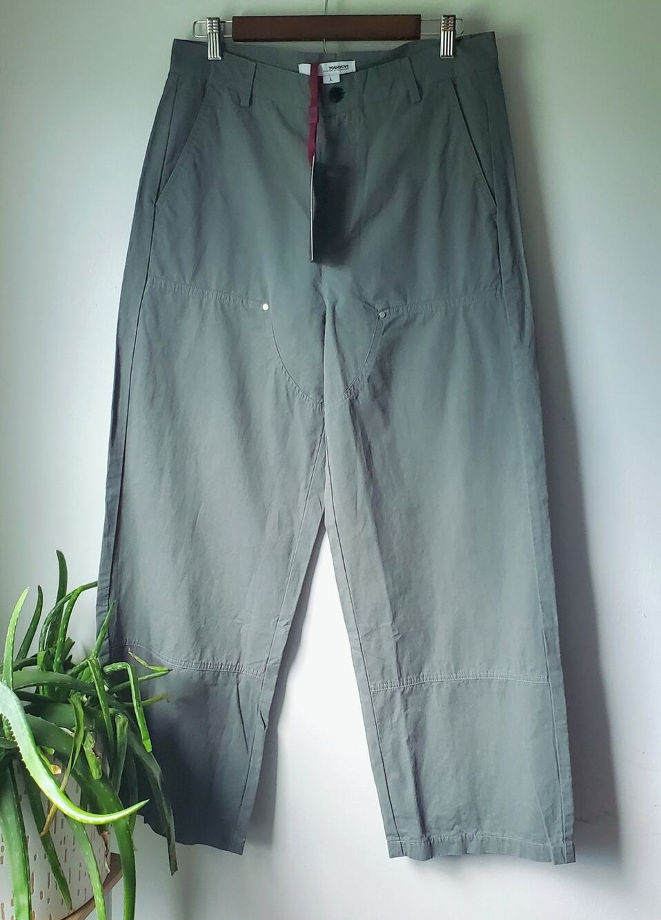 Yoshiyoyi Womens Green Wide Leg Utility Pants Size Large Preppy Hipster Casual